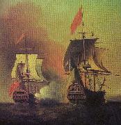 Samuel Scott Capture of the Spanish Galleon Nuestra Senora de Cavagonda by the British ship Centurion during the Anson Expedition china oil painting artist
